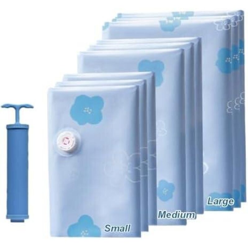 9-Piece Vacuum Compression Storage Bags for Clothes - Save 80% Space