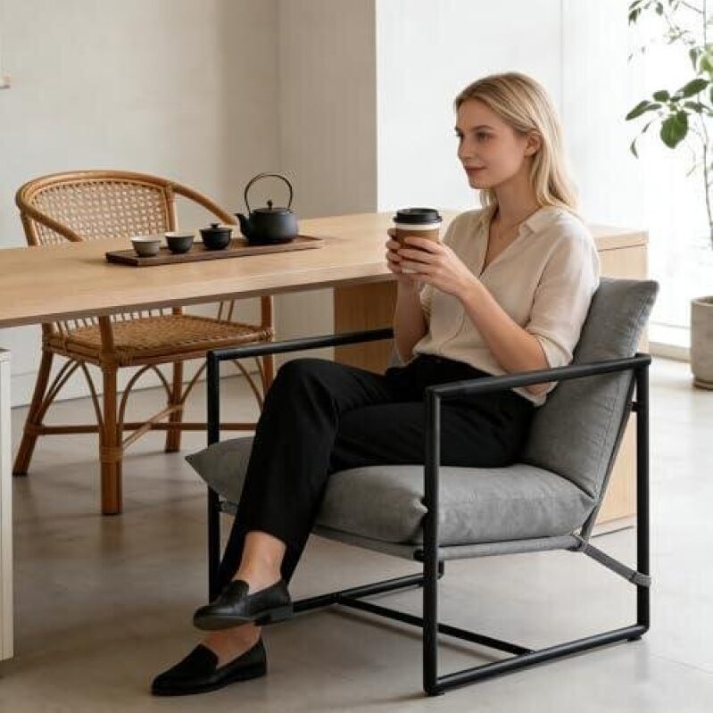 50% OFF Real Wood Frame Single Leisure Chair - Soft Padded Comfort