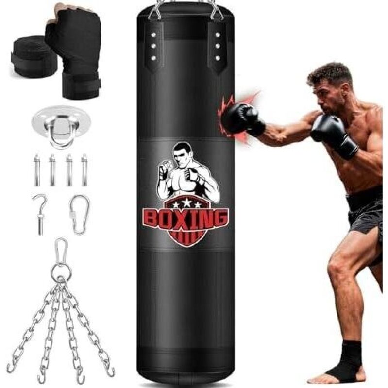Heavy Duty 4ft Adult Punching Bag with Accessories - 39% Discount