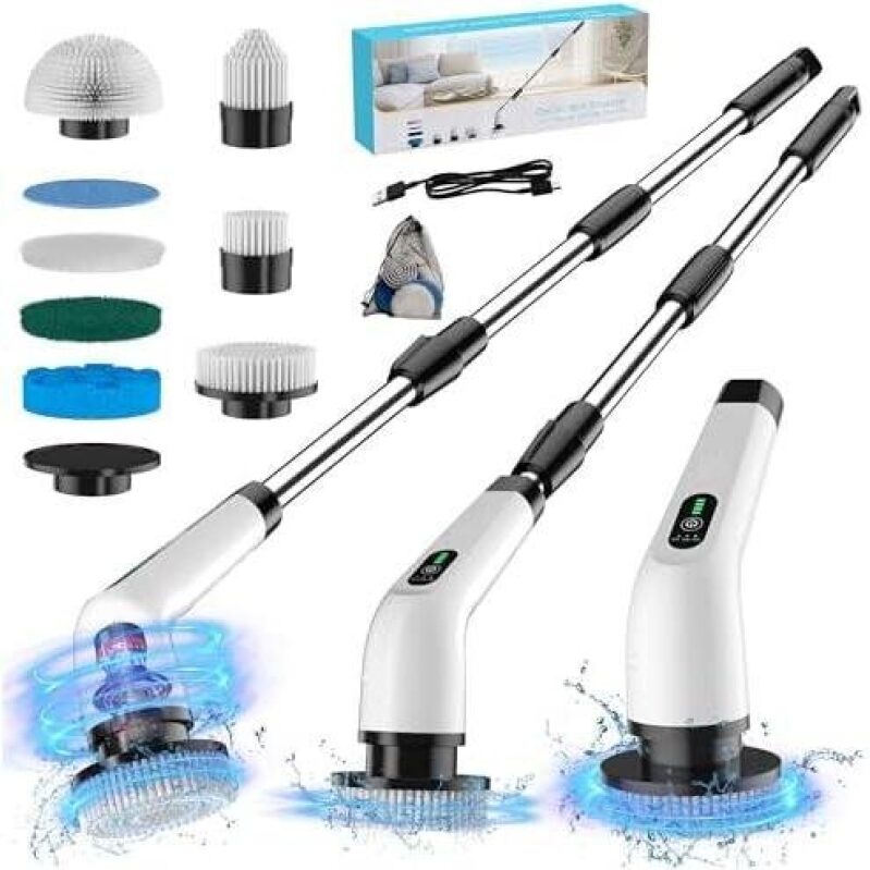 Powerful Electric Cleaning Brush with 120 Min Battery Life, 8 Brush Heads, 3 Speeds - 50% OFF
