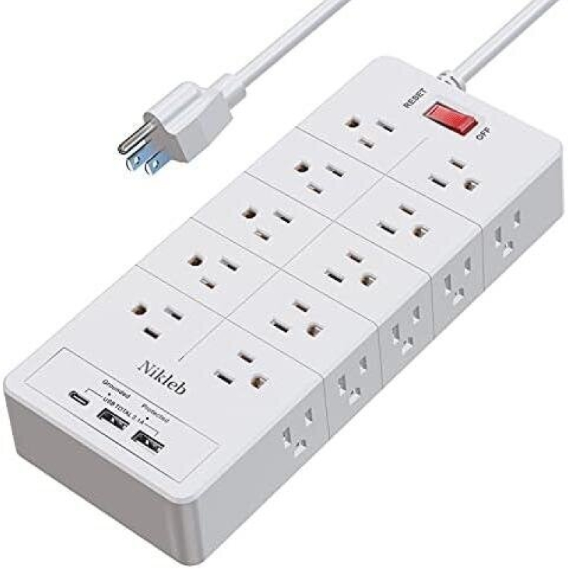 Nikleb 20-Port Multi-Port USB Power Strip with 3 USB Ports and 6ft Cord - 50% OFF