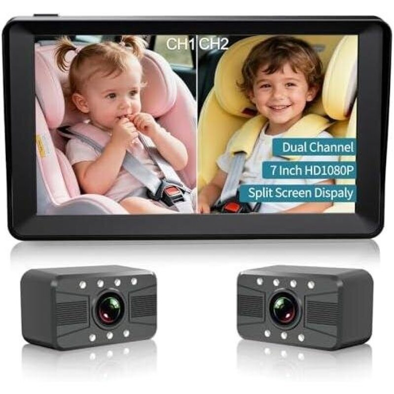 Dual-Channel 7-Inch HD Car Monitor for Babies - 50% Off