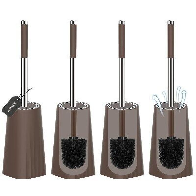 SetSail Stainless Steel Handle Toilet Brush 4-Pack