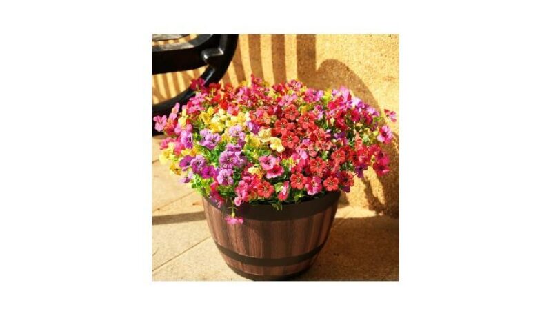16 Bundles UV Resistant Fake Silk Flowers - Mix Daisy, Purple Pink Yellow Red