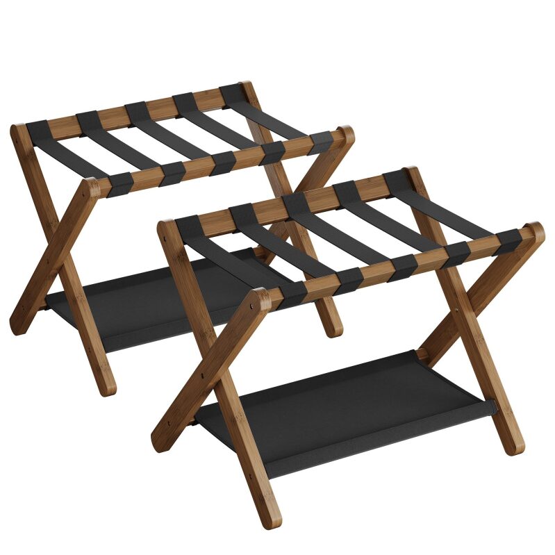 SONGMICS Bamboo Luggage Rack for Guest Room - Set of 2