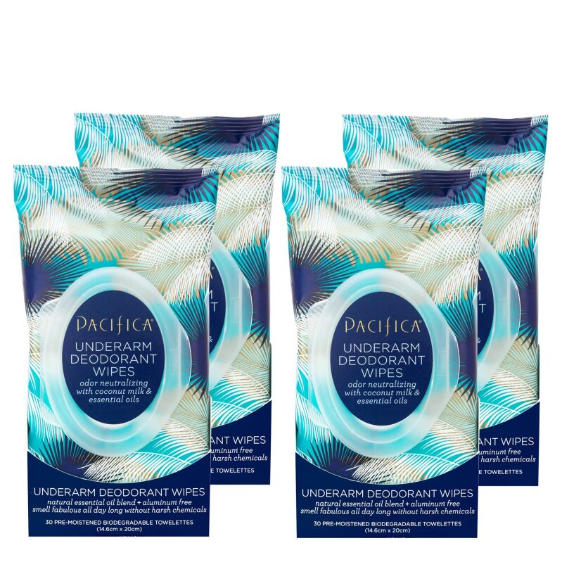 Pacifica Coconut Milk & Essential Oils Underarm Deodorant Wipes - 4 Pack