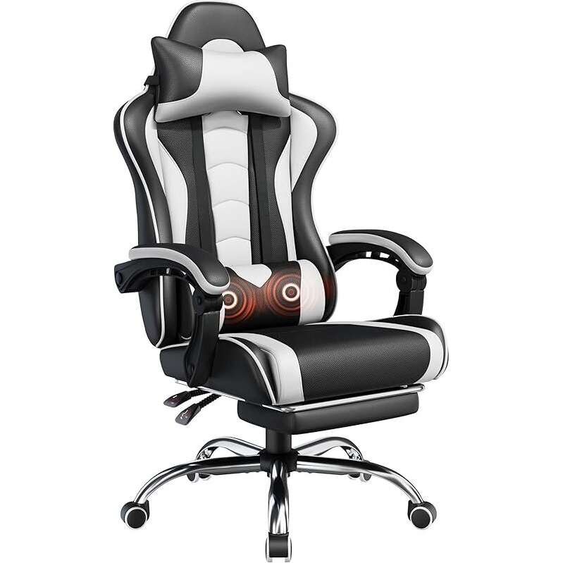 Ultimate Comfort: Yaheetech Gaming Chair with Massage and Footrest