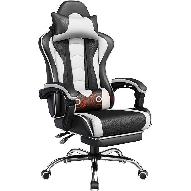Ultimate Comfort: Yaheetech Gaming Chair with Massage and Footrest