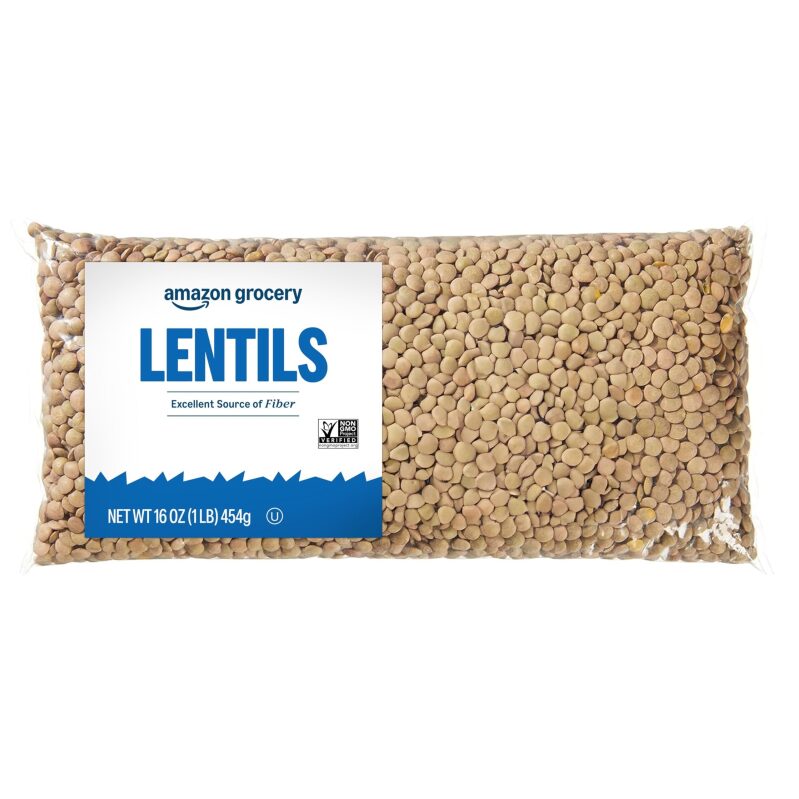 Amazon Grocery Lentils 16oz - Non-GMO, Fiber-Rich Legumes