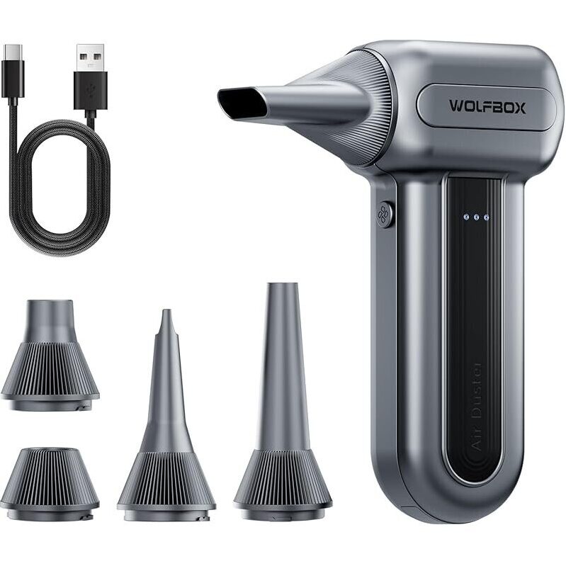 WOLFBOX MF70 Compressed Air Duster with 110,000 RPM for Keyboard Cleaning