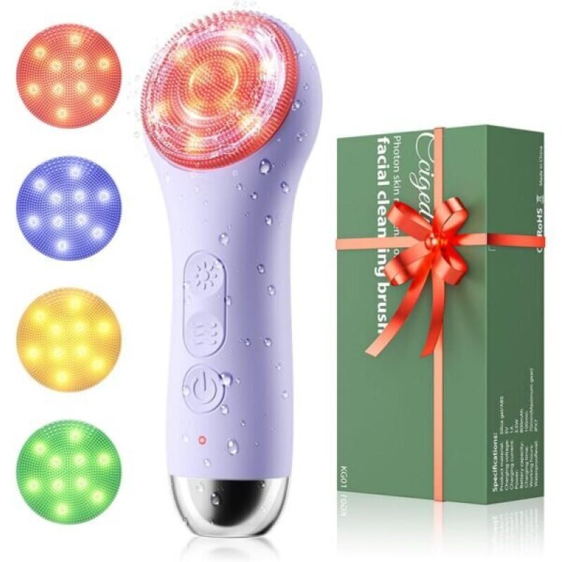 Rechargeable Waterproof Facial Cleansing Brush with LED Light - 76% Off