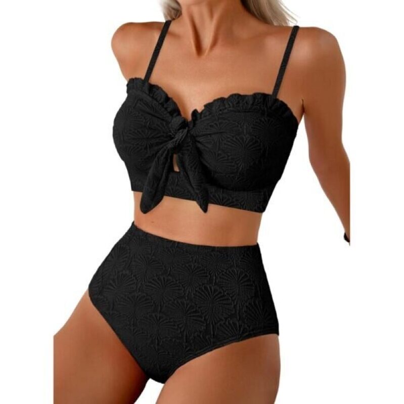 Stylish Black Shell-Patterned Bikini Set -40% Off