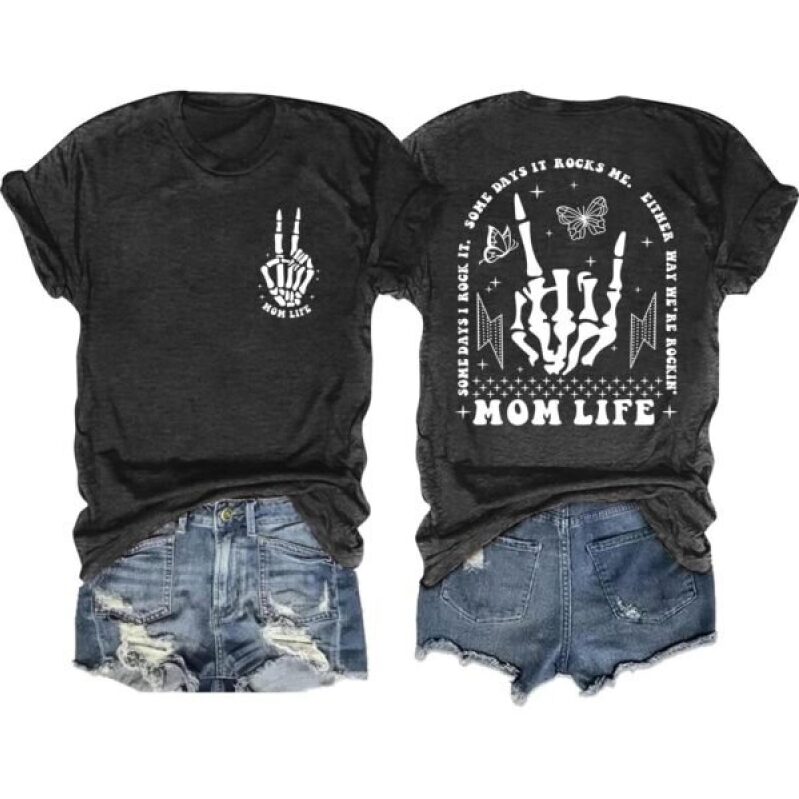Ithalt Skeleton Mom Life T-Shirt -72% Off