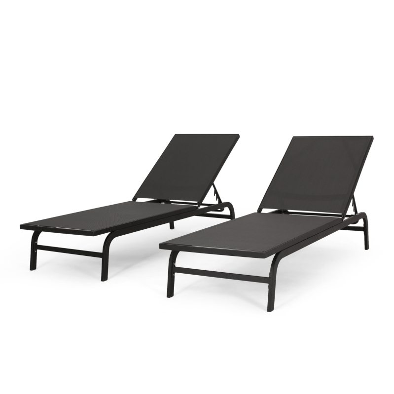 Wilsey Reclining Aluminum Outdoor Chaise Lounge Set of 2 - Ultimate Comfort