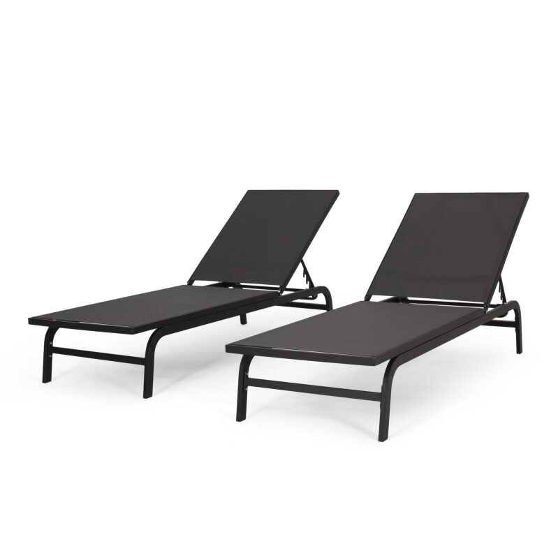 Wilsey Reclining Aluminum Outdoor Chaise Lounge Set of 2 - Ultimate Comfort