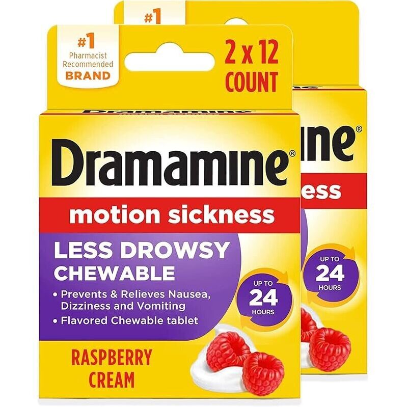 24-Count Dramamine Motion Sickness Less Drowsy Chewable Tablets