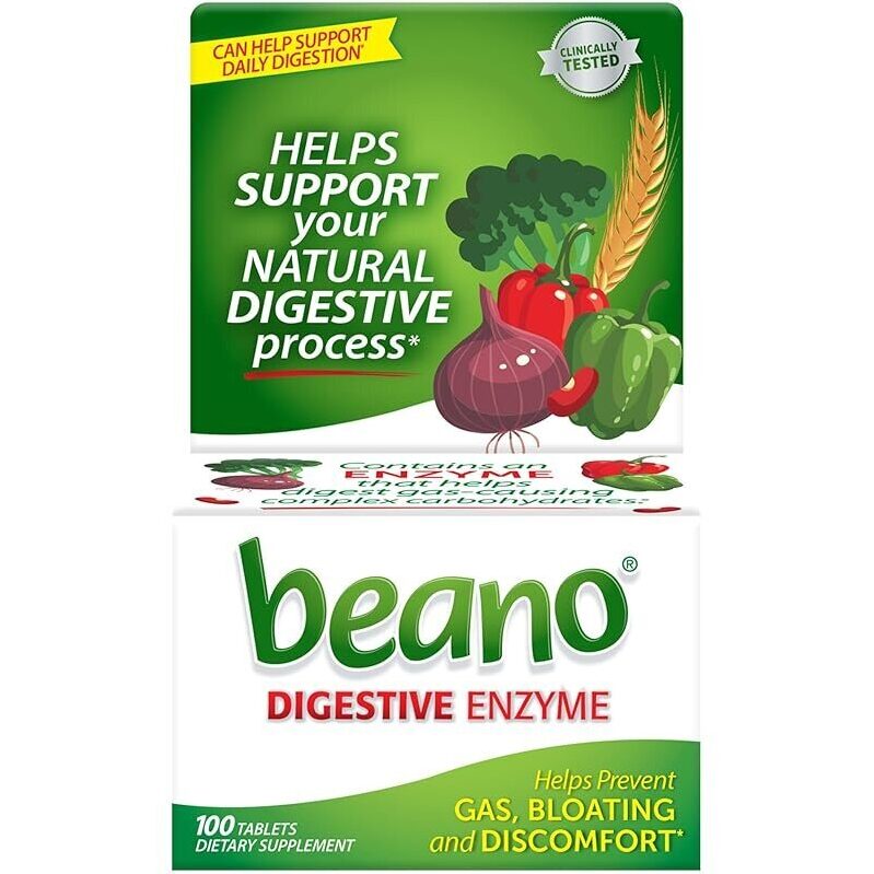Beano Digestive Enzyme Tablets for Gas Relief - 100 Count