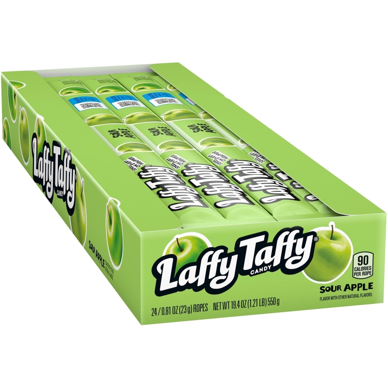 24-Pack Laffy Taffy Rope Candy, Sour Apple Flavor - Perfect for Sharing