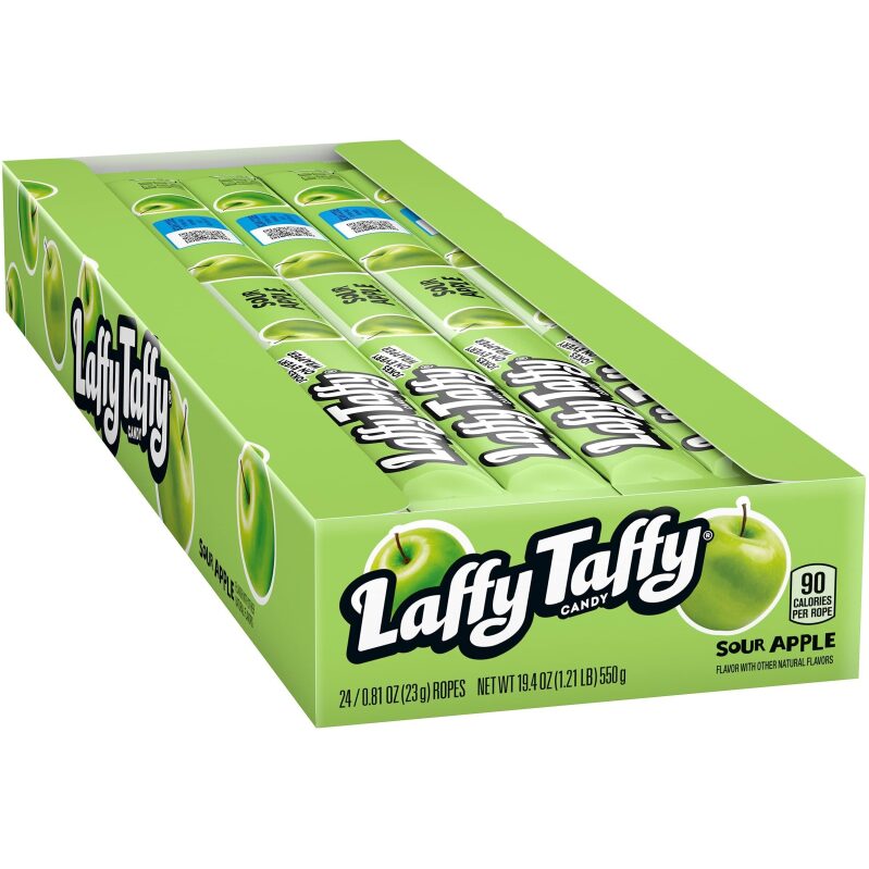 24-Pack Laffy Taffy Rope Candy, Sour Apple Flavor - Perfect for Sharing