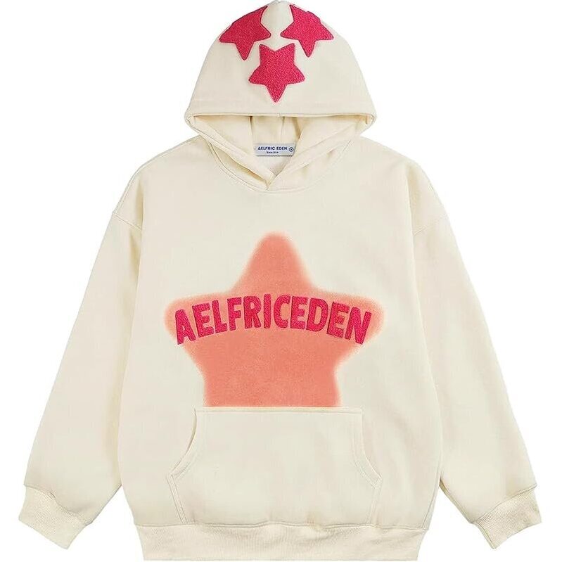 Aelfric Eden Mens Casual Oversized Graphic Hoodie - Retro Star Design