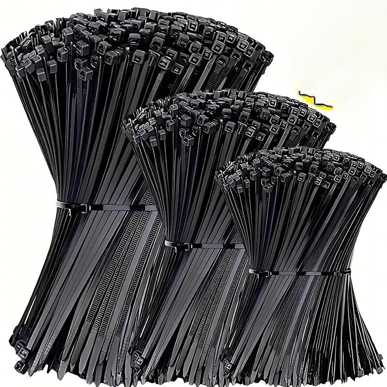 100 PCS Black Nylon Universal Cable Ties - Self-Locking Cable Management