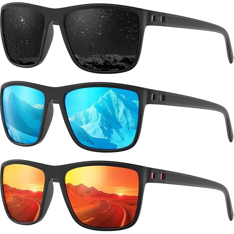 3-Pack Polarized Sports Sunglasses for Men - Ultimate Eye Protection