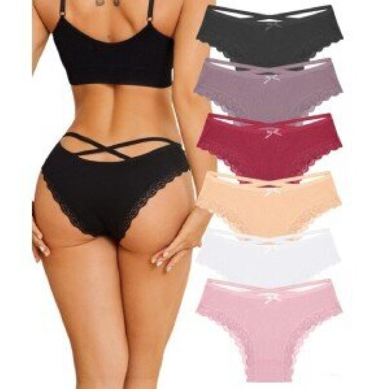 ALL OF ME Cross Lace Low-Waist Panties - 6 Pack