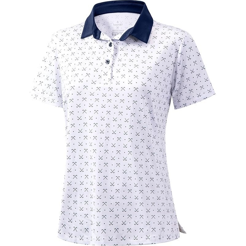 SANTINY Women's Quick Dry 3 Button Golf Polo Shirt - Stylish and Functional