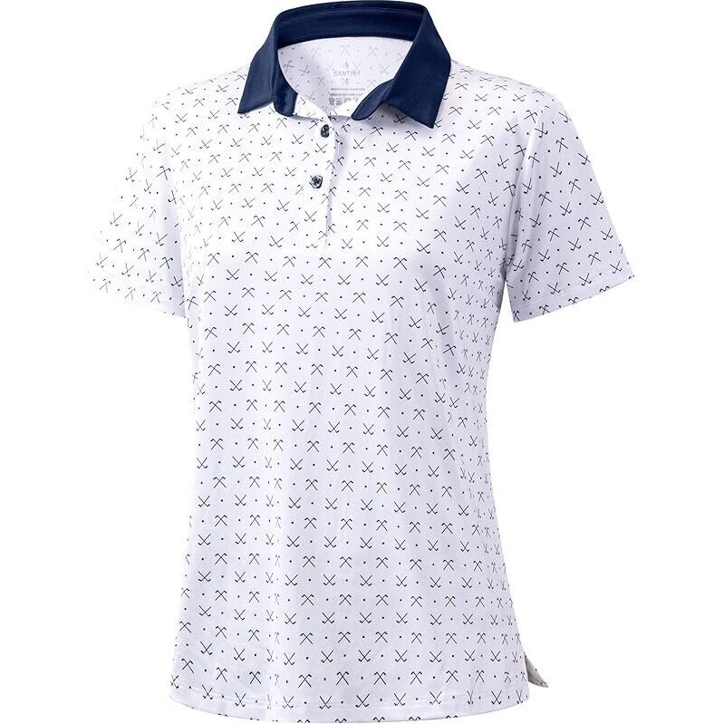 SANTINY Women's Quick Dry 3 Button Golf Polo Shirt - Stylish and Functional