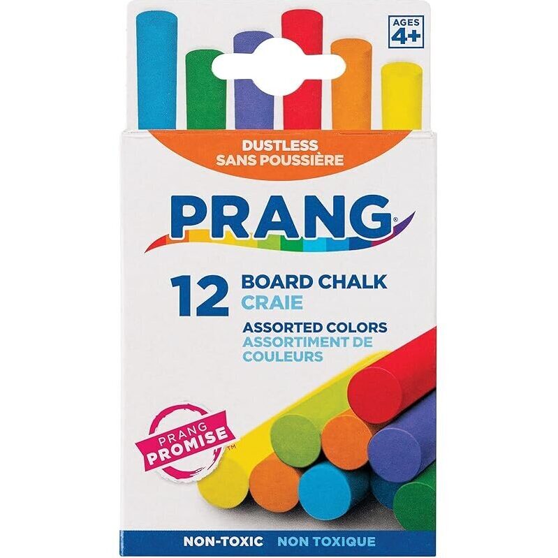 12-Count Prang Board Chalk Assorted Colors - Smooth Writing & Easy Cleanup