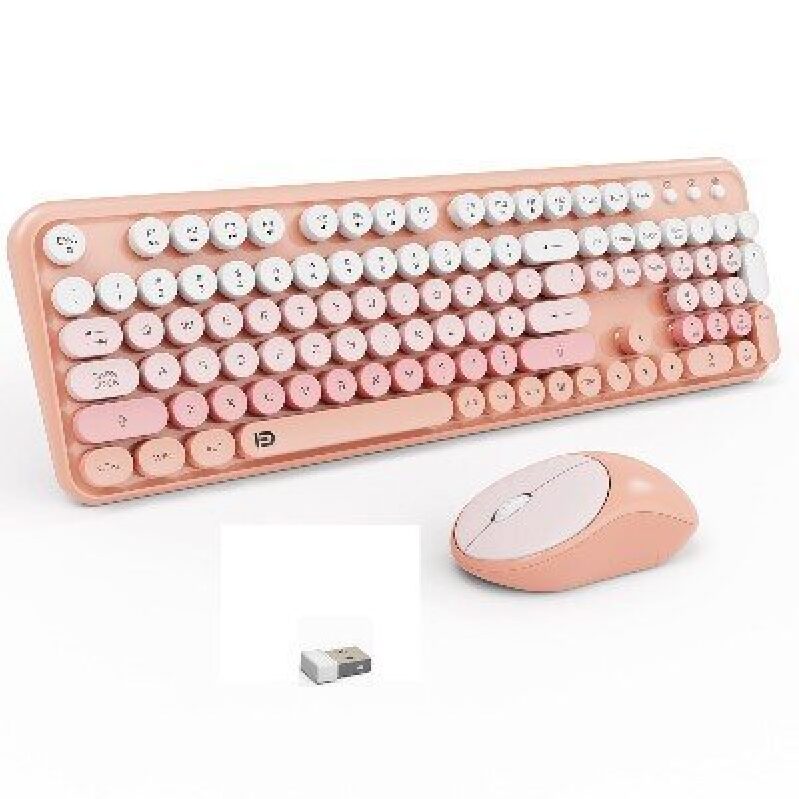 Pink 2.4GHz Wireless Keyboard and Mouse Set