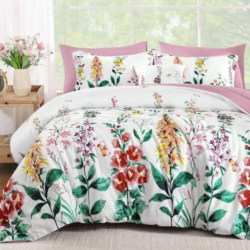 All-Season 8-Piece Bedding Set - Floral Design - 50% Off
