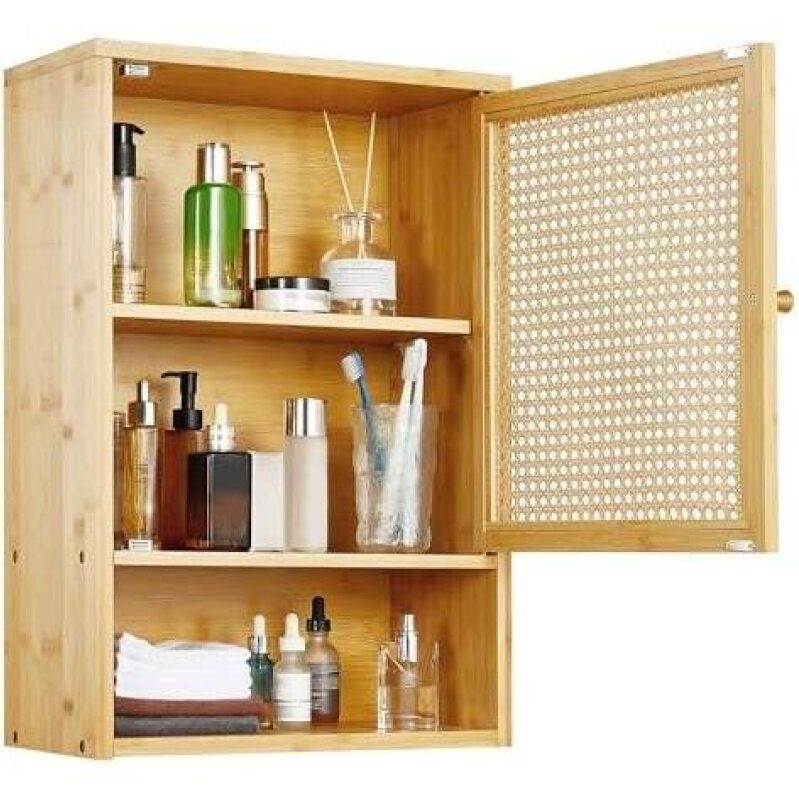 Adjustable Bamboo Wall-Mounted Storage Cabinet - 30% Discount