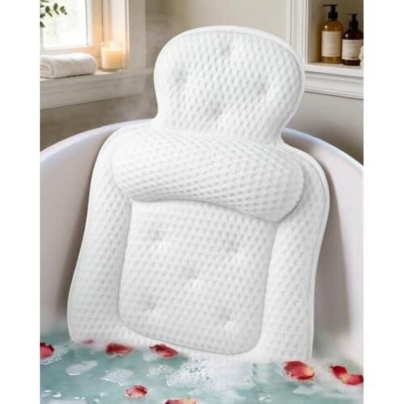 54 Suction Cup Bath Pillow with 3D Mesh - 60% Discount