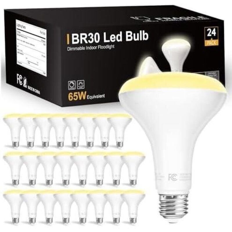 24 Pack BR30 Dimmable LED Bulbs - Energy-Efficient Indoor Floodlight