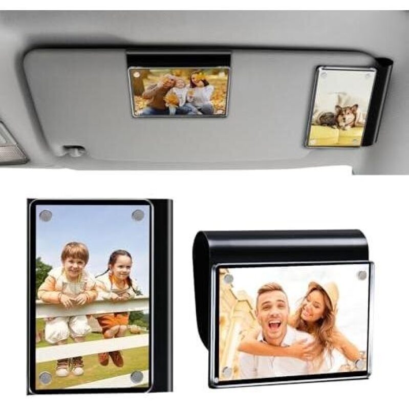 Magnetic Car Sun Visors with High-Quality Photo Frames - Perfect for Family, Pets, Travel Memories