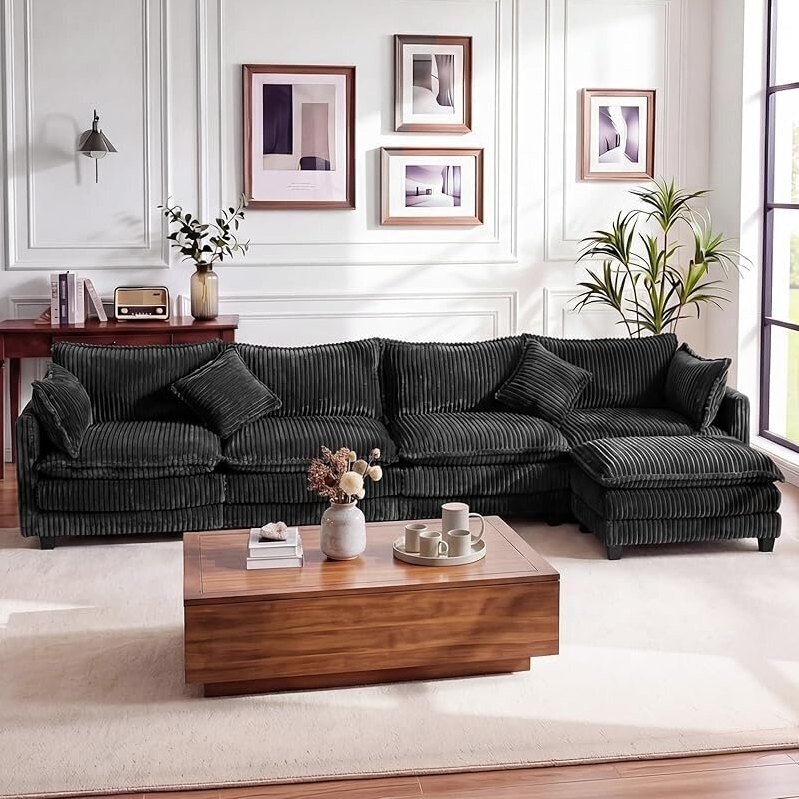Vesgantti 143-inch L Shaped Modular Sectional Couch with Ottoman