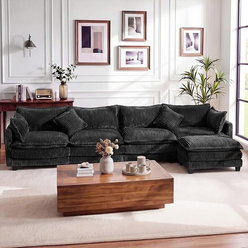 Vesgantti 143-inch L Shaped Modular Sectional Couch with Ottoman