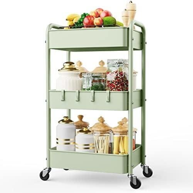 LEHOM 3-Tier Metal Wheel Storage Cart - 40% OFF