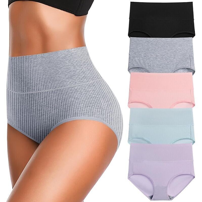 5pk JojoQueen High Waist Cotton Underwear for Women - Super Stretchy & Comfy