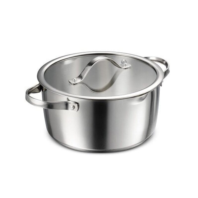 Tramontina 3-Ply Stainless Steel Dutch Oven with Glass Lid, 5 Quarts, Now Only $38.63
