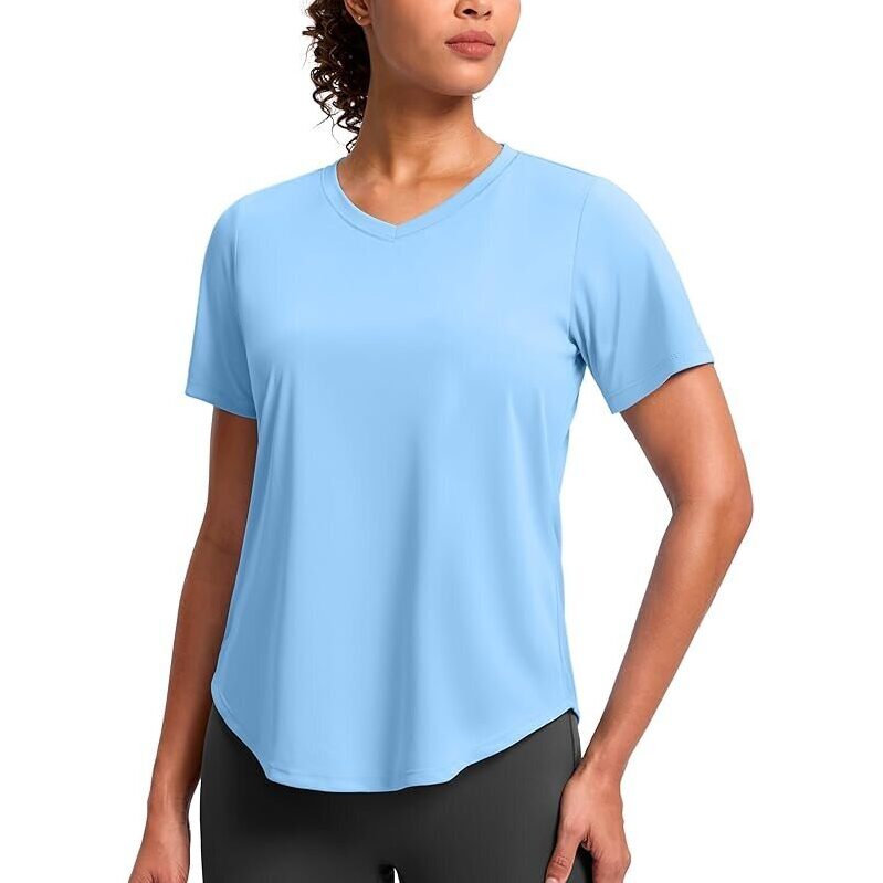 Lightweight V-Neck Workout Shirt for Women - UPF 50+ Protection