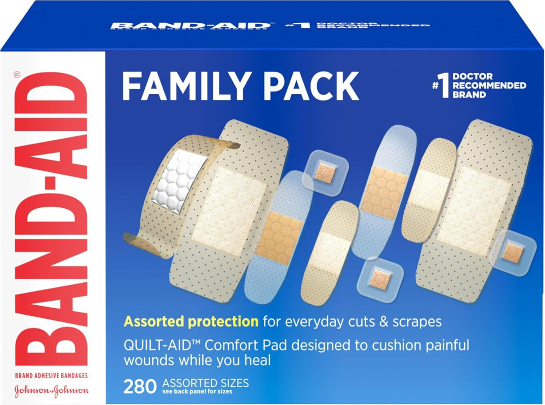 BAND-AID Family Pack Adhesive Bandages - 280 Pieces, 5 Sizes, Prime Eligible