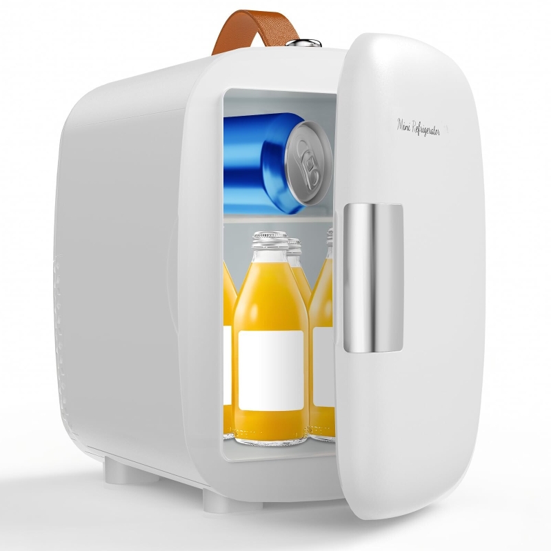 DUMOS Mini Fridge for Bedroom 4L 6 Cans DM-CBX-WT