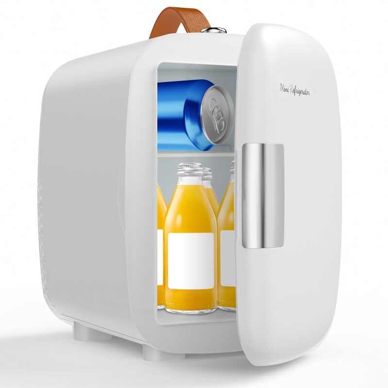 DUMOS Mini Fridge for Bedroom 4L 6 Cans DM-CBX-WT