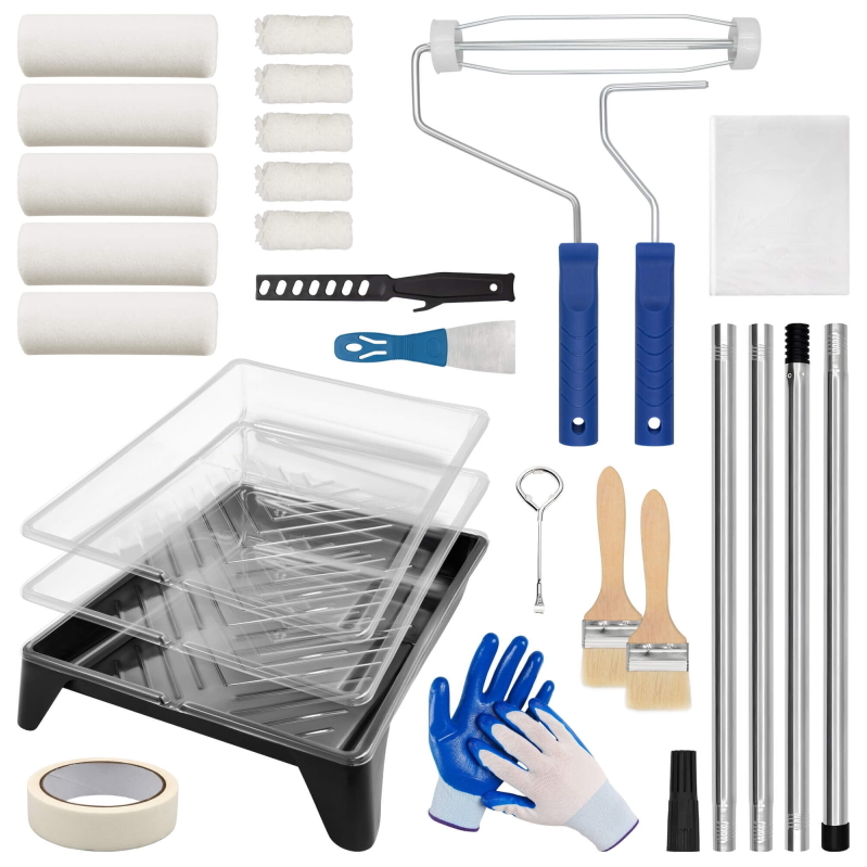 Versatile Tidymend Paint Roller Kit - 28 Pcs with Extension Poles