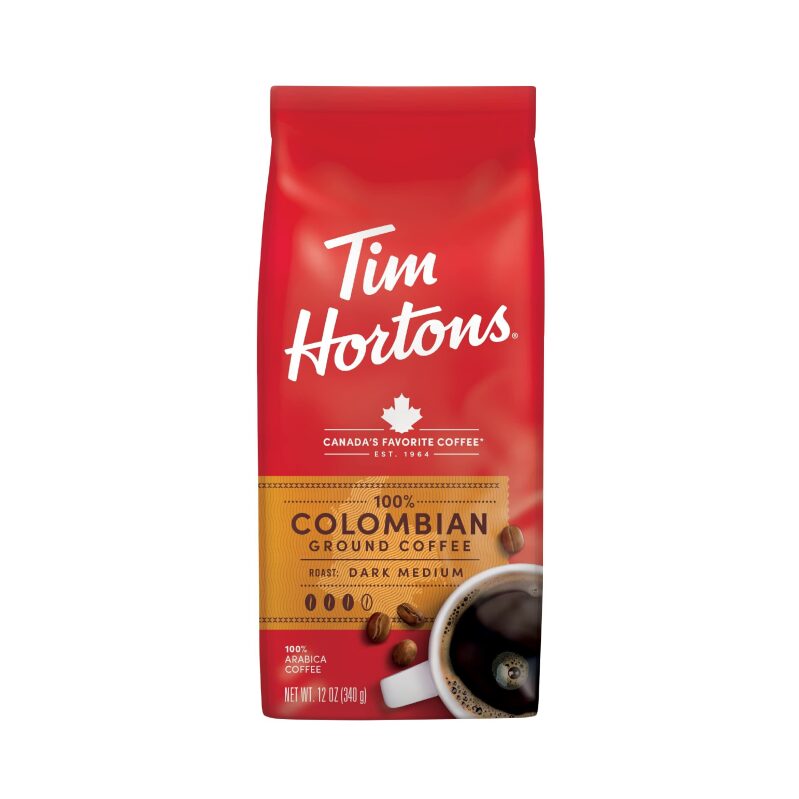 Tim Hortons Colombian Medium-Dark Roast Ground Coffee 12oz - Perfect for Home Brews