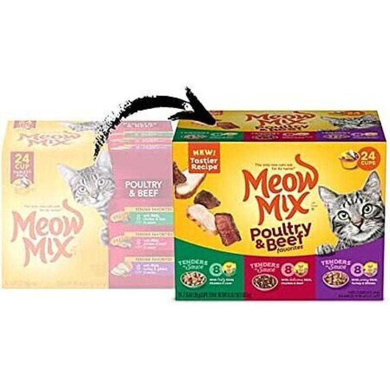 24-Pack 2.75-Oz Meow Mix Tenders in Sauce Wet Cat Food - Variety Pack: Poultry & Beef