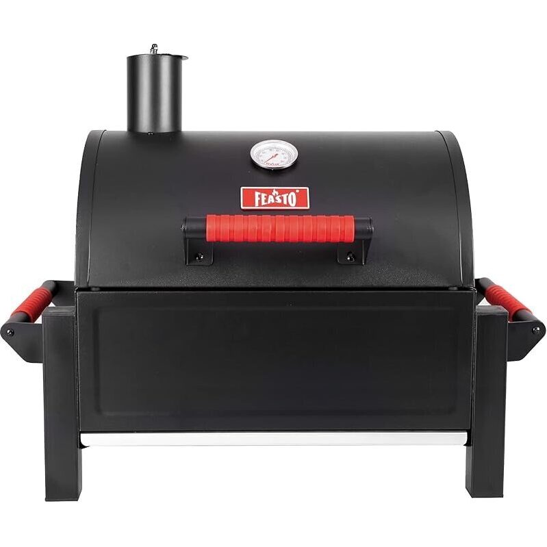 Feasto Portable Charcoal BBQ Grills with Cast Iron Grates - Perfect Tabletop Grill for Outdoor Cooking