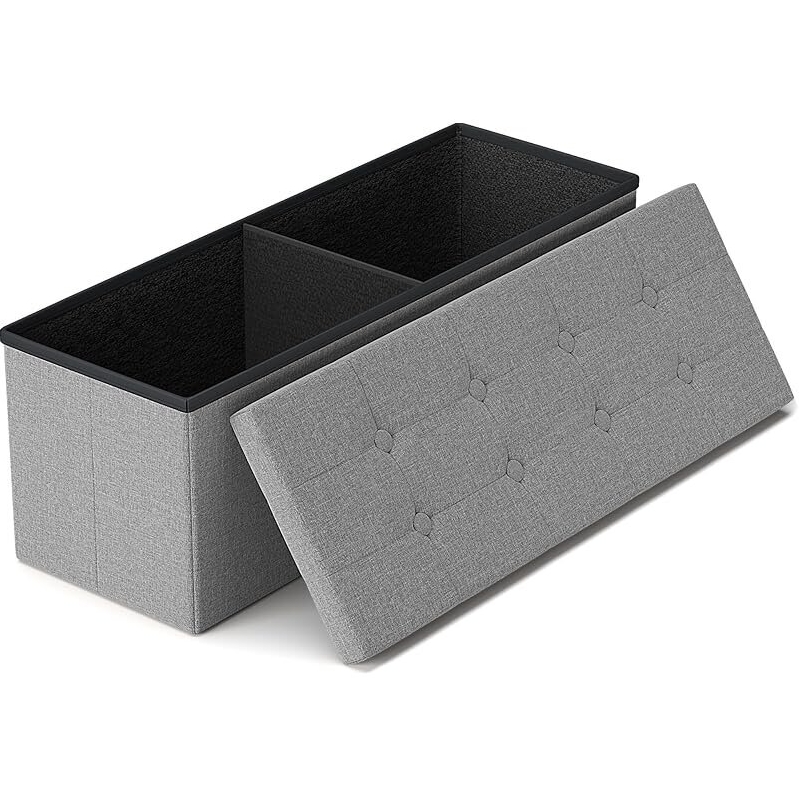 GALXYFUR Folding Storage Ottoman Bench - Smart Storage Solution